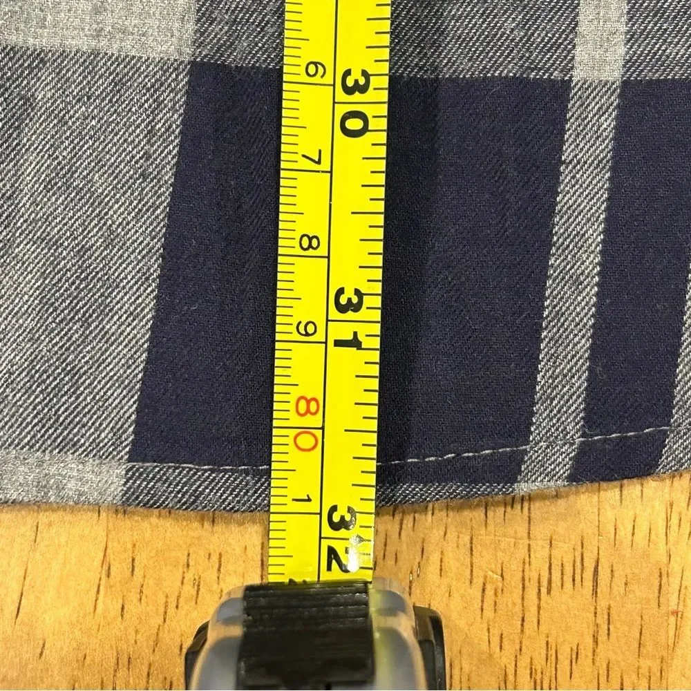 Banana Republic Cotton Blue Gray‎ Plaid Shirt XL